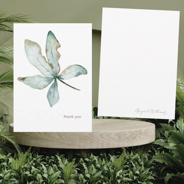 Simple Modern Personalised Tropical Greenery Thank You Card (Creator Uploaded)