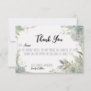 Simple & Modern Personalised Wedding Thank You Car Card