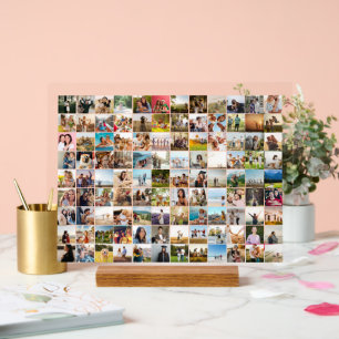 Simple Modern Personalized 108 Photo Collage Acrylic Sign