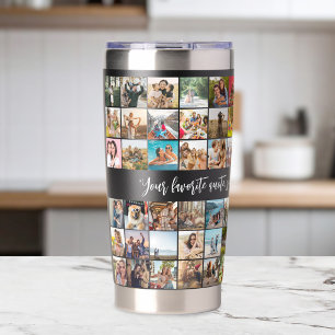 Simple Modern Personalized 72 Photo Collage Insulated Tumbler