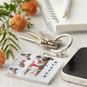 Simple Modern Pet Photo Collage Key Ring