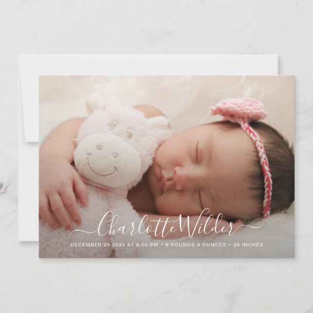 Simple Modern Photo Birth Announcement (Front)