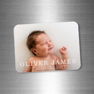 Simple Modern Photo   Birth Announcement Magnet
