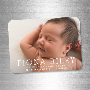 Simple Modern Photo Birth Announcement Magnet