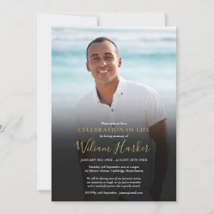 Simple Modern Photo Celebration of Life Funeral Invitation