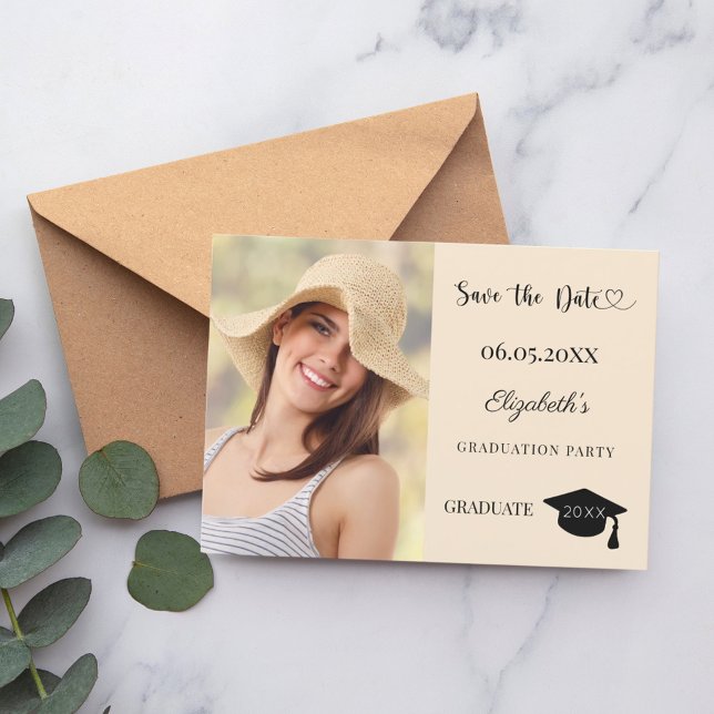 Simple modern photo champagne Graduation Save The Date (Creator Uploaded)