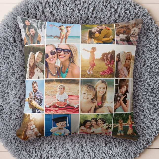 Simple Modern Photo Collage Instagram Chic Custom Cushion (Creator Uploaded)