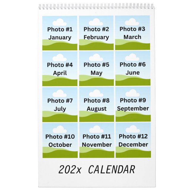 Simple Modern Photo Collage Minimalist Custom 2025 Calendar (Cover)
