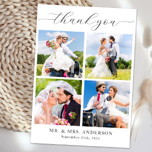 Simple Modern Photo Collage Personalised Wedding Thank You Card