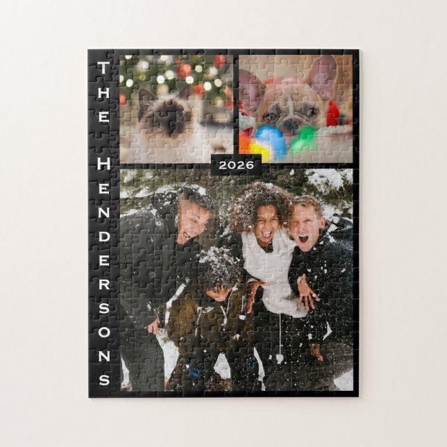 Simple Modern Photo Collage with Black Background Jigsaw Puzzle (Vertical)