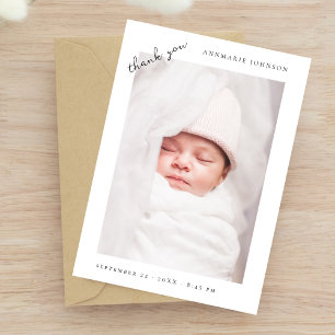 Simple Modern Photo Custom Baby Shower Thank You Card