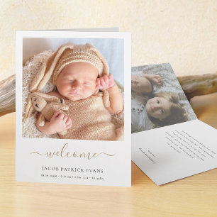 Simple Modern Photo Custom Birth  Announcement