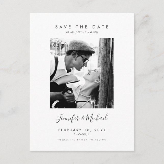 Simple Modern Photo design Save the Date Postcard (Front)