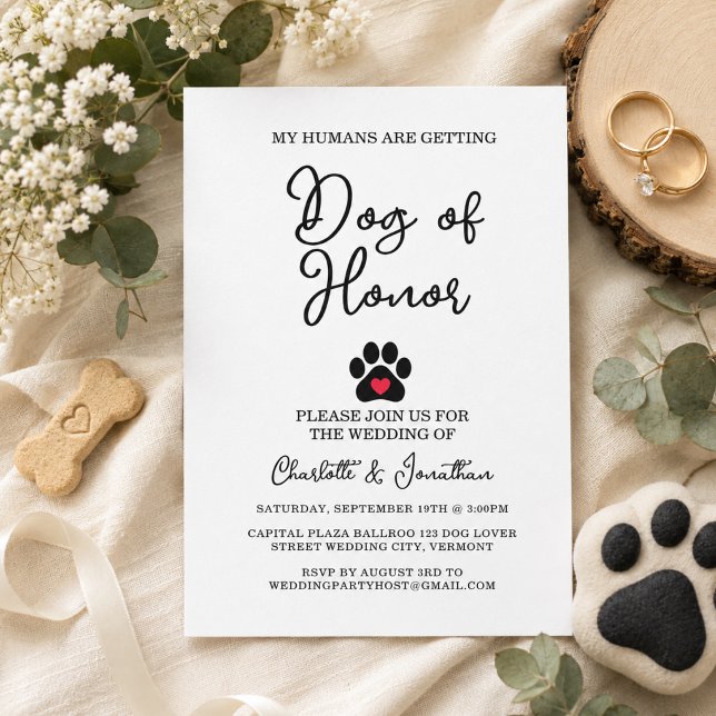 Simple Modern Photo Dog Lover Pet Wedding Invitation (Simple Modern Photo Dog Lover Pet Wedding Invitation)