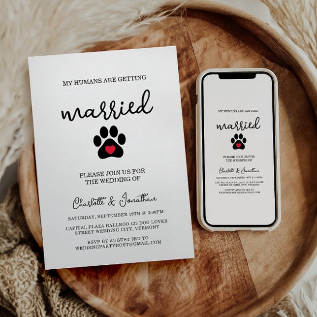 Simple Modern Photo Dog Lover Pet Wedding Invitation (Creator Uploaded)