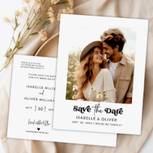 Simple Modern Photo Elegant Wedding Save the Date Invitation Postcard