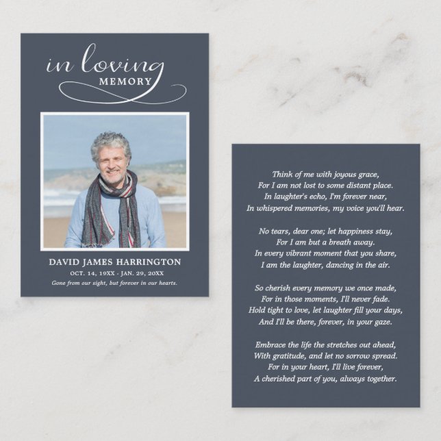 Simple Modern Photo Funeral Card (Front/Back)