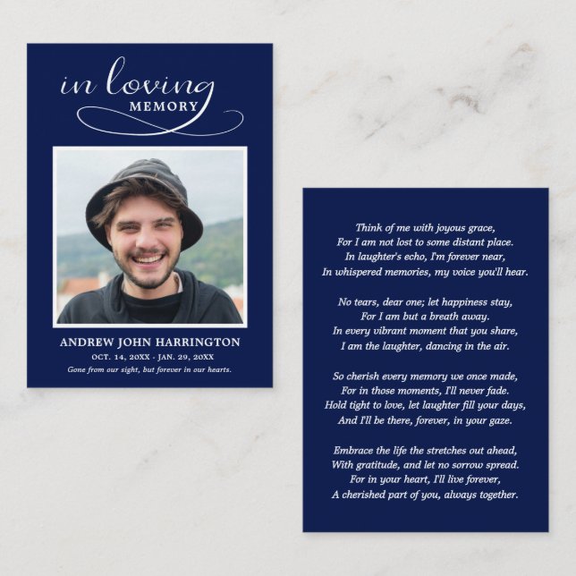 Simple Modern Photo Funeral Card (Front/Back)