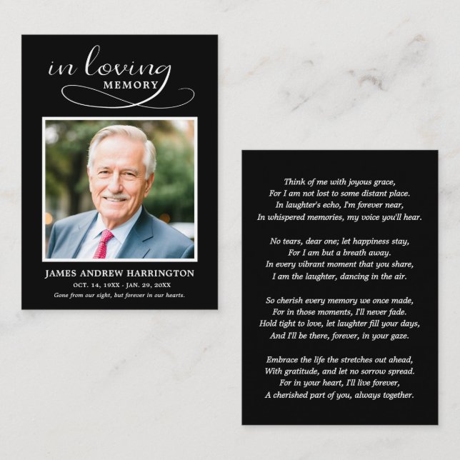 Simple Modern Photo Funeral Card (Front/Back)