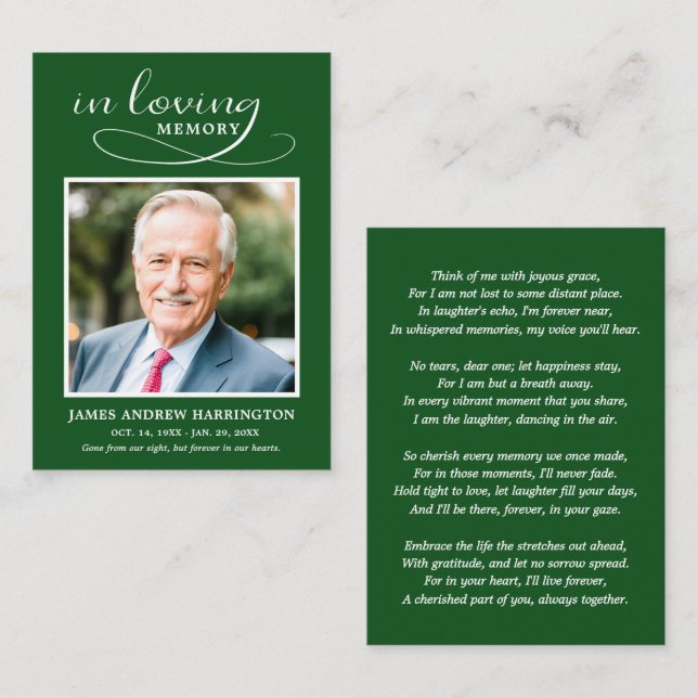 Simple Modern Photo Funeral Card (Front/Back)