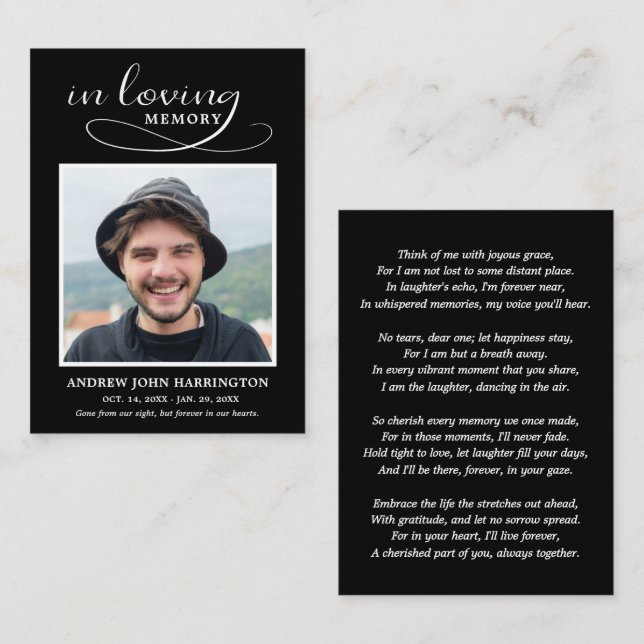 Simple Modern Photo Funeral Card (Front/Back)