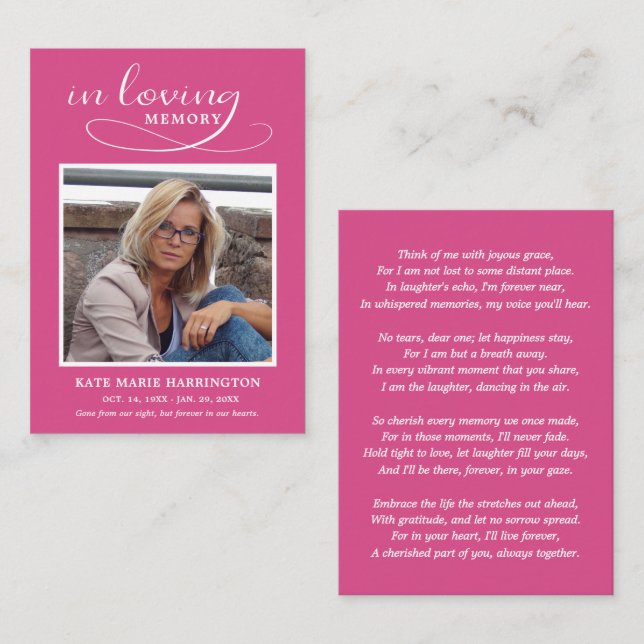 Simple Modern Photo Funeral Card (Front/Back)