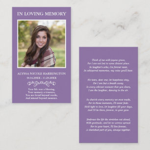 Simple Modern Photo Funeral Card