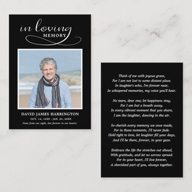Simple Modern Photo Funeral Card (Front/Back)