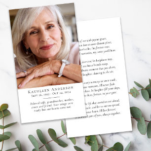 Simple Modern Photo Funeral Prayer Card