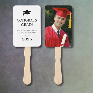 Simple Modern Photo Grad Cap Graduation Hand Fan