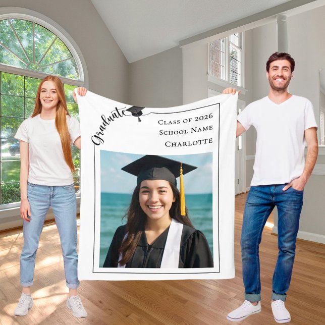 Simple modern photo Graduate Fleece Blanket (Creator Uploaded)