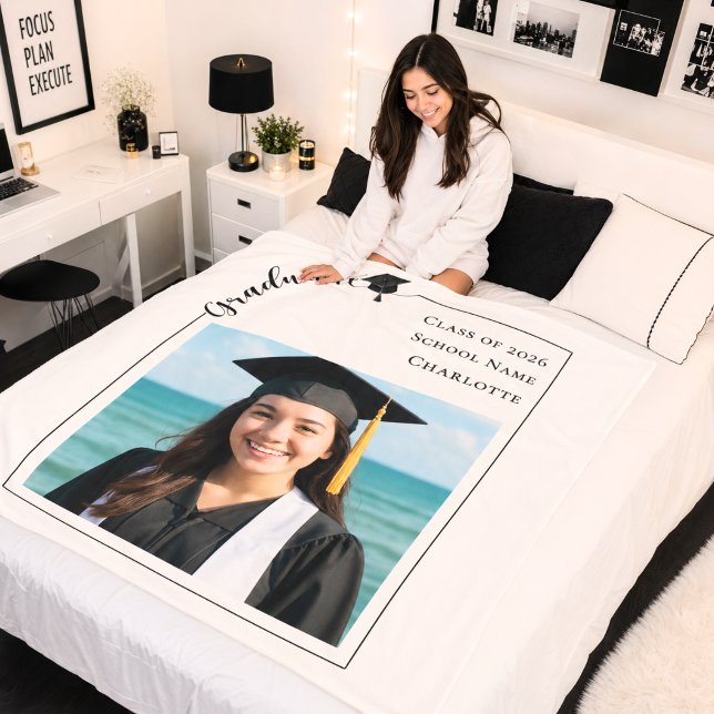 Simple modern photo Graduate Fleece Blanket (Creator Uploaded)