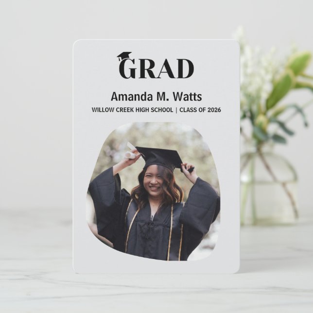 Simple Modern Photo Graduation Announcement (Standing Front)