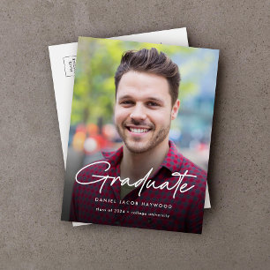 Simple Modern Photo Graduation Announcement Postcard
