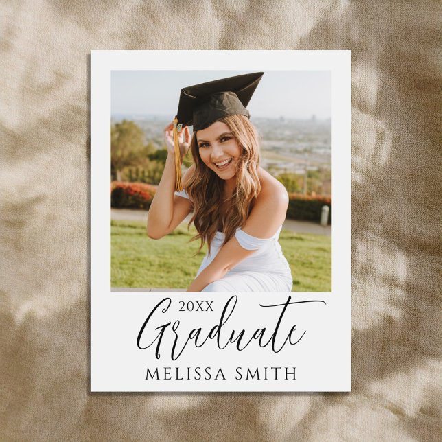 Simple Modern Photo Graduation Announcement Postcard (Creator Uploaded)