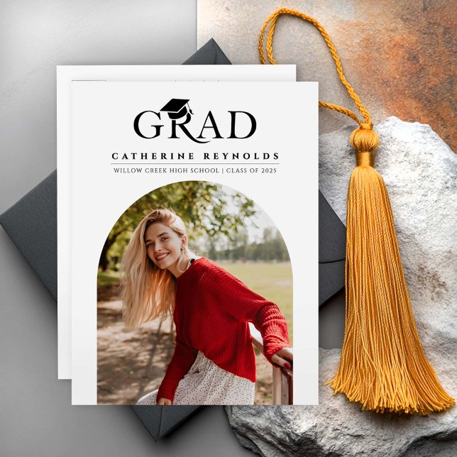 Simple Modern Photo Graduation Announcement Postcard (Creator Uploaded)