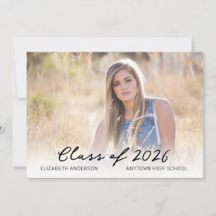 Simple Modern Photo Graduation Class of 2026 Invitation