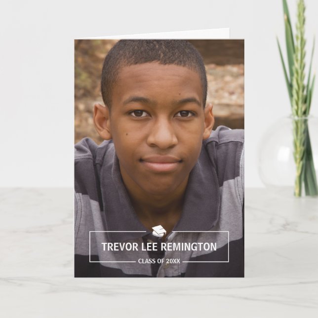 Simple & Modern Photo Graduation Folded Invitation (Front)