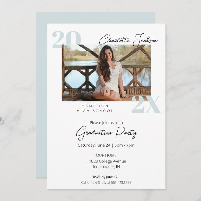 Simple Modern Photo Graduation Invitation (Front/Back)