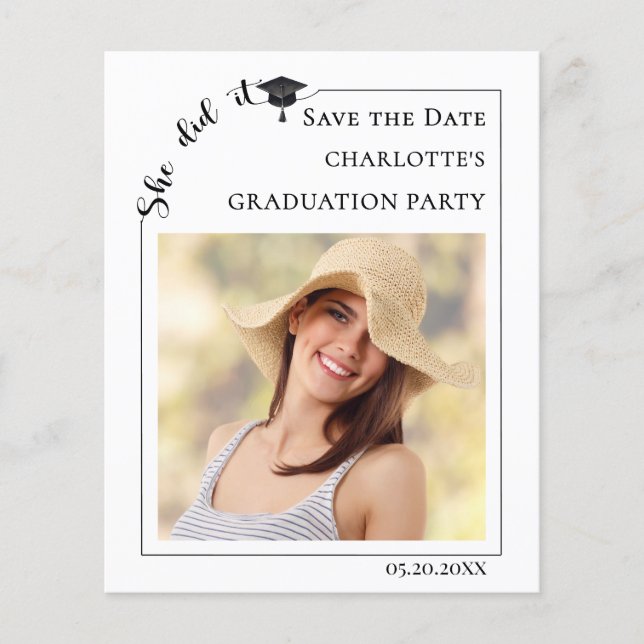 Simple modern photo Graduation Save the Date Flyer (Front)