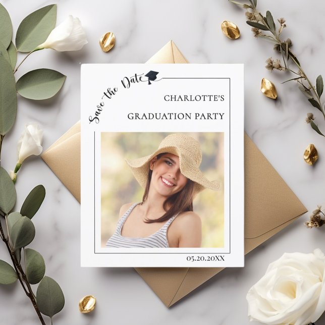 Simple modern photo Graduation Save the Date Flyer (Creator Uploaded)