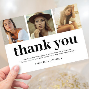 Simple Modern Photo Graduation Thank You Card