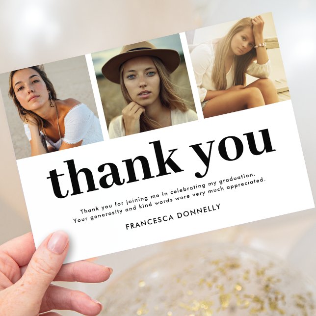 Simple Modern Photo Graduation Thank You Card (Creator Uploaded)