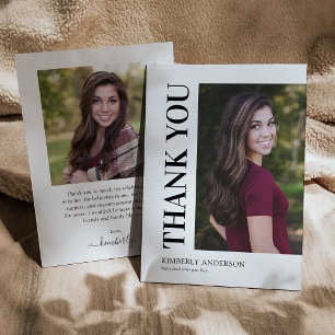Simple Modern Photo Graduation Thank You Card