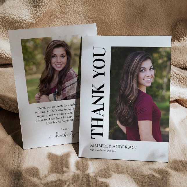 Simple Modern Photo Graduation Thank You Card (Creator Uploaded)