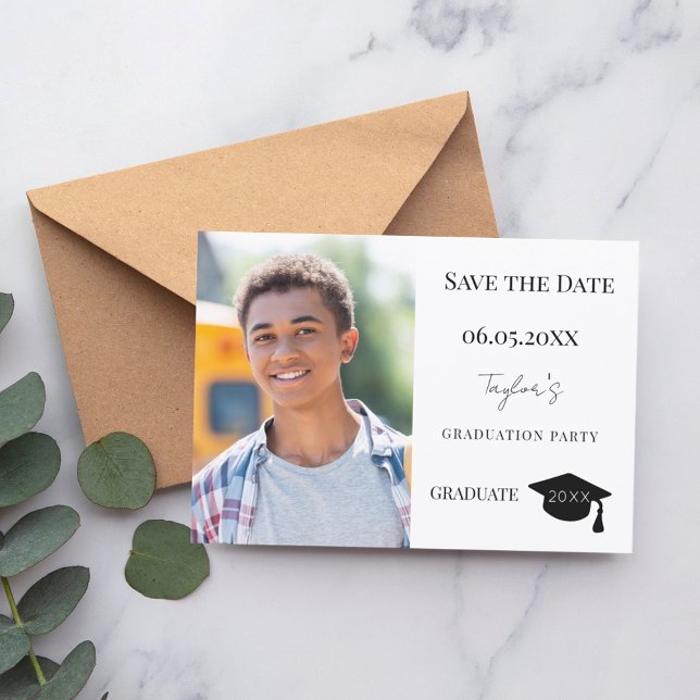 Simple modern photo guy Graduation Save The Date (Creator Uploaded)