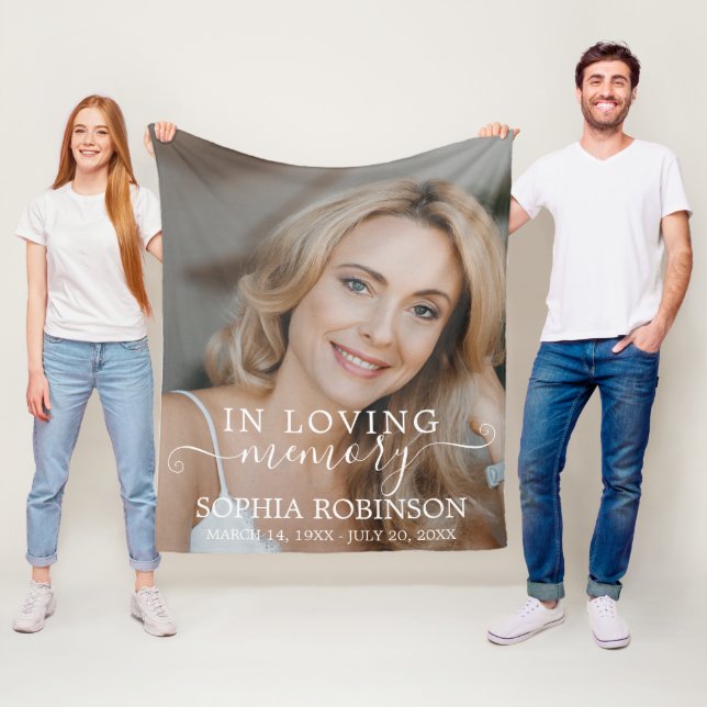 Simple Modern Photo Memorial Keepsake  Fleece Blanket (In Situ)
