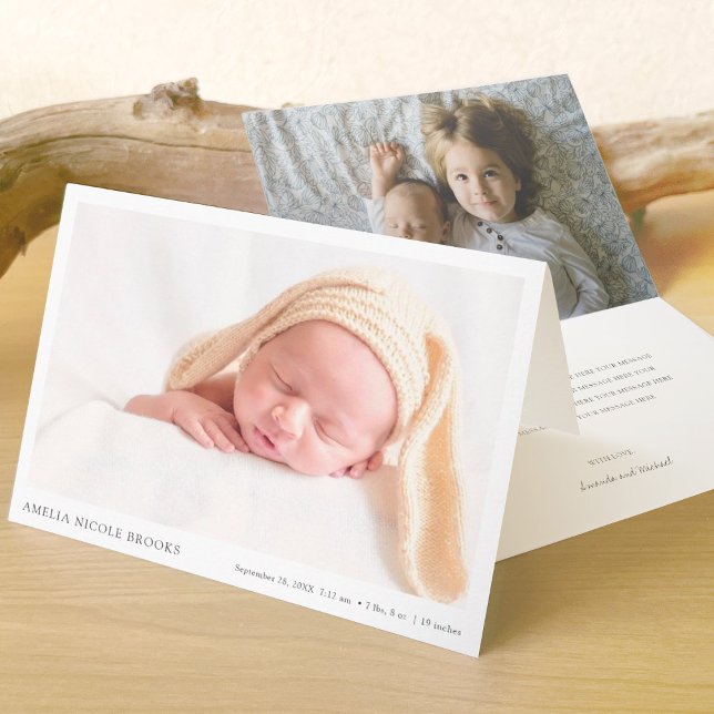 Simple Modern Photo New Baby Birth  Announcement (Creator Uploaded)