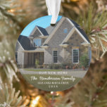 Simple Modern Photo New Home Christmas Ornament<br><div class="desc">New Home Photo Christmas ornament featuring a simple design with a picture of your new house and the message "Our New Home" along with your family name in elegant script, and the year. This modern ornament is perfect for a realtor / real estate agent to give as a client gift....</div>