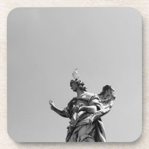 Simple, modern photo of seagull on top of statue coaster
